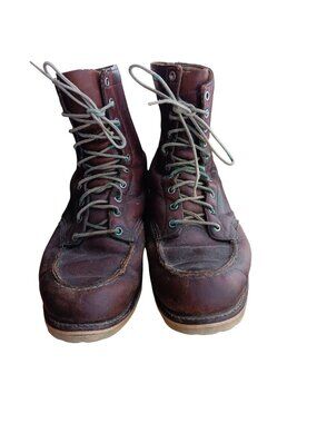 10D Vintage Red Wing 1960's Mens Leather Moc Toe Work Boots Lace-Up Red Lined